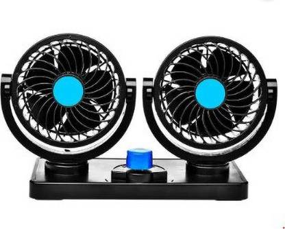 AUTOSITE Car Fan 360 Degree Rotatable Dual Head 2 Speed Auto Cooling Air Fan Car Interior Fan