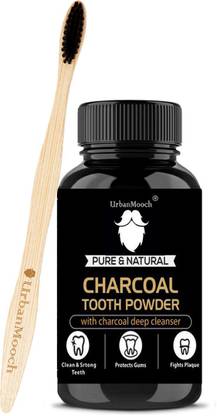 UrbanMooch Charcoal Tooth Powder & Bamboo Toothbrush Combo(2 Items in the set)
