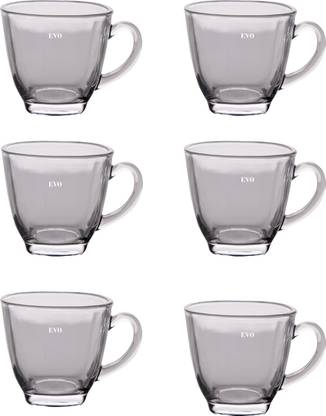 Evolife Pack of 6 Glass Set Of 6 200ml Glass Cups |Heat-resistant Clear Borosilicate Glassware Stackable