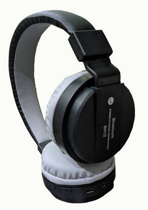 Jiyatech Foldable Smooth Ear Pads Wireless SH12 Headphone (Black) Bluetooth