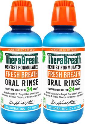 TheraBreath Fresh Breath Dentist Formulated 24-Hour Oral Rinse Pack of 2 - Icy Mint