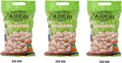 SWARNVAIDEHI (250x3 gm) Diet Phool Makhana) Handpick Lotus Seed Pop / Fox Nut Puffed Kernels Fox Nut