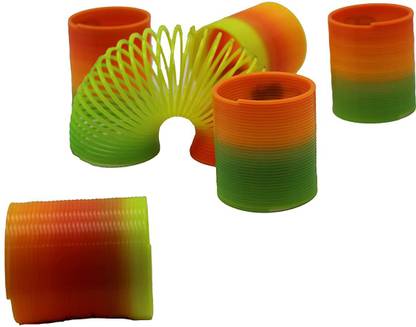 Tazs Mini Expandable Bouncy Slinky Plastic Spring Toy for Kids (Pack of 6) Plastic Spring Toy Gag Toy