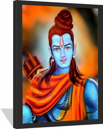AESHWARG Shri Ram design photo frame Digital Reprint 35 inch x 28 inch Painting