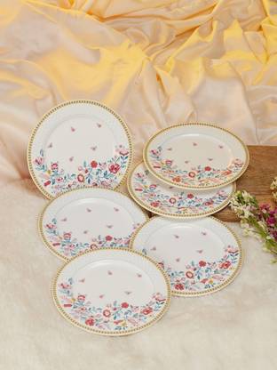 The Wishing Chair Raindrops And Roses Dessert Plate -Set Of 6 Dinner Plate