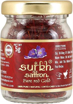 SURKH Saffron - 5 Grams - Premium Pack - 100% Pure I Natural