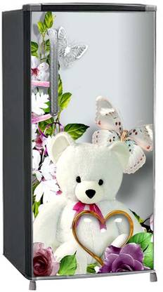 Craft Advertising 124.46 cm Teddy Bear design sticker for single fridge size 24x49 inch Self Adhesive Sticker