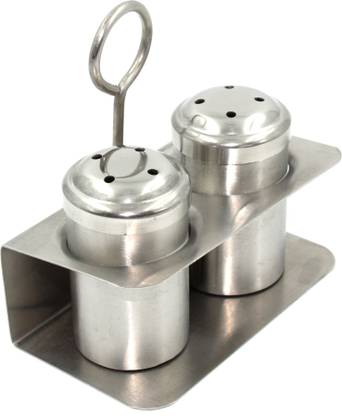 KitchCrux Stainless Steel Salt & Pepper Shaker Set with Restaurant Style Open Pour Mode Sugar Shaker 50 gm