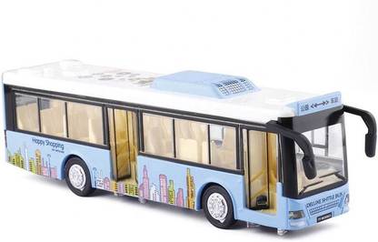 LIBRA Die cast Pull Back Toy Bus Vehicle Alloy Bus with Openable Doors Sound & Light