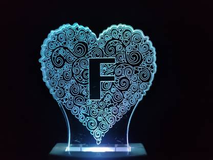 FROLIK ALPHABET F Acrylic 3D Illusion RGB 7 Colour Changing LED Plug and Play Night Lamp