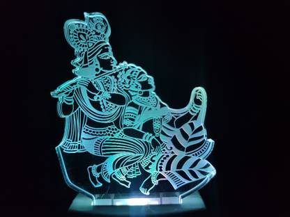 JUST 4U ENTERPRISE GOD RADHA KRISHNA Acrylic 3D Illusion RGB 7 Colour Changing LED Plug and Play Night Lamp