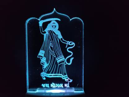 FROLIK MOGAL MATAJI Acrylic 3D Illusion RGB 7 Colour Changing LED Plug and Play Night Lamp