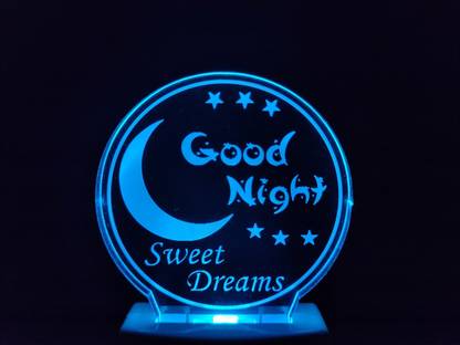 FROLIK GOOD NIGHT Acrylic 3D Illusion RGB 7 Colour Changing LED Plug and Play Night Lamp