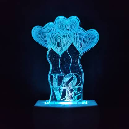 FROLIK LOVE BALLOON Acrylic 3D Illusion RGB 7 Colour Changing LED Plug and Play Night Lamp