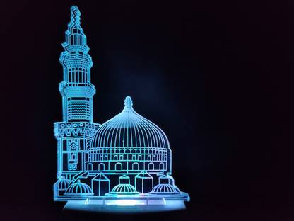 FROLIK MAKKAH MASJID Acrylic 3D Illusion RGB 7 Colour Changing LED Plug and Play Night Lamp