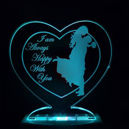 Red Robin LOVE COUPLE WITH HEART Acrylic 3D Illusion RGB Colour Changing LED Plug and Play Night Lamp