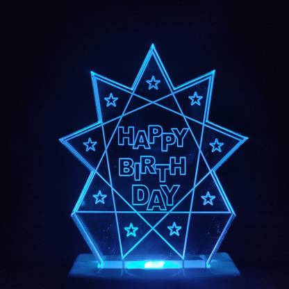 Talgo HAPPY BIRTHDAY STAR Acrylic 3D Illusion RGB 7 Colour Changing LED Plug and Play Night Lamp