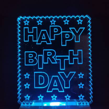 Red Robin HAPPY BIRTHDAY FRAME Acrylic 3D Illusion RGB 7 Colour Changing LED Plug and Play Night Lamp