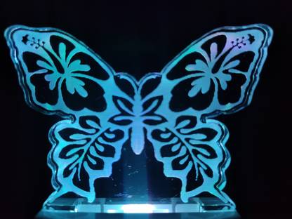 Red Robin BUTTERFLY Acrylic 3D Illusion RGB 7 Auto Colour Changing LED Plug and Play Night Lamp
