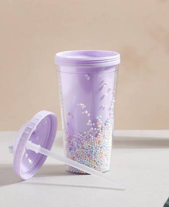NXTMET Double Wall Design Small Cute Sipper Water Bottle Mason Jar with Straw for Kids, 450 ml Sipper