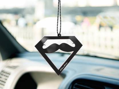 EliteAuto Premium Laser-Cut SuperMan Style Moustache Rear view Mirror Hanging Ornament Car Hanging Ornament