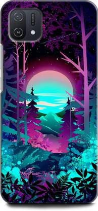 INDICRAFT Back Cover for OPPO A16e, CPH2421 COLOURFUL NATURE, TREES, FOREST, MOON, PAINTING