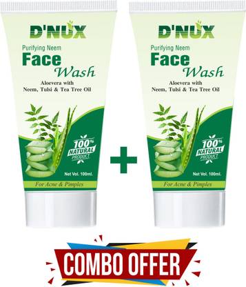 D'Nux Neem & Aloevera with Tea Tree Face wash Face Wash Combo Pack (Set of 2 ) 100ml+100ml