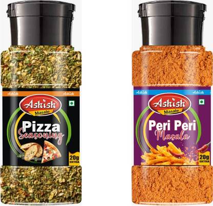 Ashish Masale Pizza Seasoning & Piri Piri Exotic Spices Sprinkle 70 gram Each Combo