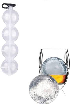 Frackson 4 Round ice Ball Trey Maker Leak-Free Easy-Release Bpa & Phthalate-Free Plastic. White Plastic Ice Ball Tray