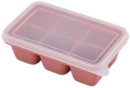 Frackson Mini Ice Cube Trays for Freezer with Lid Easy Release Silicone Bottom Pink Silicone Ice Cube Tray