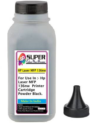 Super Laser MFP 136nw Printer Toner Refill Pack Of 1 Bottle With Nozlle 80 gms Black Ink Toner Powder