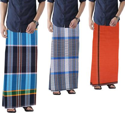 Eroman Checkered Multicolor, Orange Lungi
