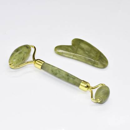 SWISS WONDER Natural nephrite facial green jade face roller and gua sha massager set-X27 Natural nephrite facial green jade face roller and gua sha massager set Massager