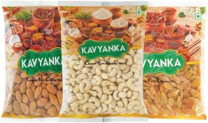 Kavyanka Almonds, Cashew and Raisins Dry Fruit Nuts (Kaju, Badam, and Kismis) Combo 1.5kg
