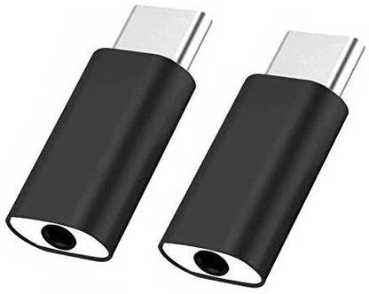 Utkarsh Black Pack Of 2 Pcs Usb Type-C 3.5 Mm Female Jack Audio Reversible Design Phone Converter