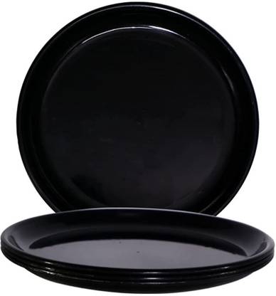 Kanha Unbreakable Microwave Safe Full Plates For Everyday Use (28 cm) Black Dinner Plate