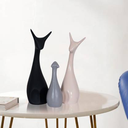 zart ZART Modern Art Deer Family Figurines Set of 3 (Multicolor) Decorative Showpiece  -  33.02 cm