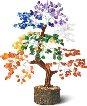 PREK Seven Chakra Crystal Tree for Good Luck Feng Shui Home Decor Items Showpiece Decorative Showpiece  -  24 cm