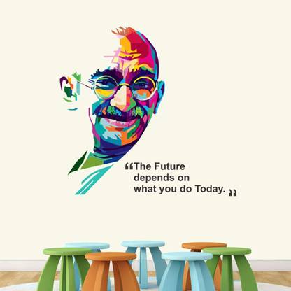 Saiii Designs 3 cm Office motivational quotes for work Matma Gandhi ji Self Adhesive Sticker