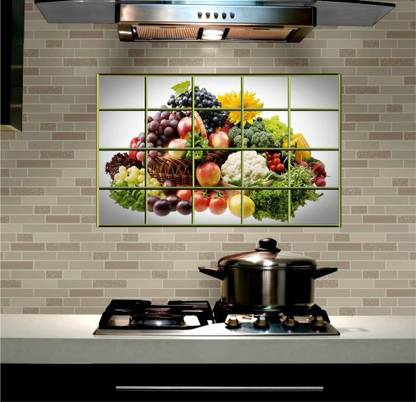 Nandinidecor 70 cm Fruits and vegetables 3D Kitchen Wall Sticker, Wallpaper Self Adhesive Sticker