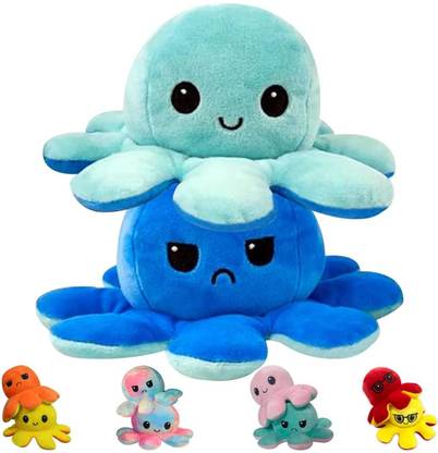 Tiny Miny Express Your Mood with our Double-Sided Flip Mood Octopus  - 20 cm