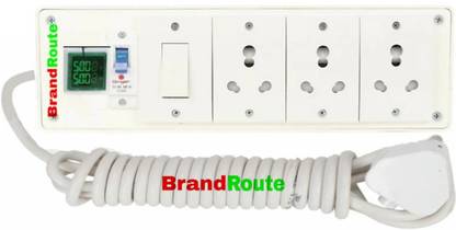 BrandRoute REO Havells Power Extension Board Fitted-voltaeg +Amp Meter,3 Socket (16 Amp),1 Switches (16 Amp), MCB (32 Amp), And 3 Core 4 Metre copper Wire With 16 Amp Power 3 Pin Plug. 10  Socket Extension Boards