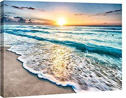 Wieco Art Art Sea Waves Large Canvas Prints Wall Art Ocean Beach Pictures Paintings Ready