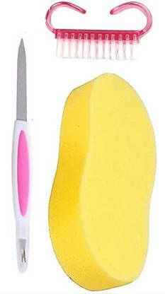 Ajora COMBO KIT INCLUDES Sponge Nail filer & Nail art brush ( 3 items in set )