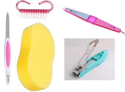 Ajora COMBO KIT INCLUDES Sponge Nail filer & Nail art brush , nail cliper