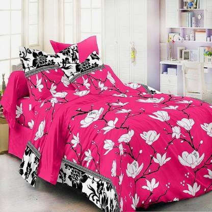 neet enterprises Polycotton Double Flat 140 TC 3D Printed Bedsheet