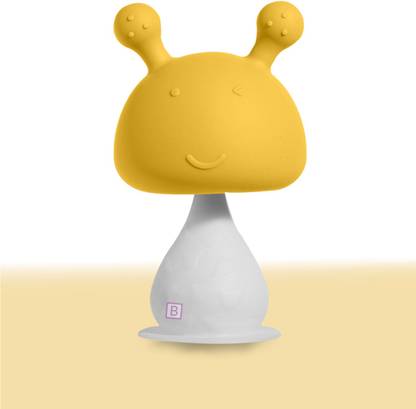 Bembika Baby Teether Toys Rattle Mushroom Shape, Baby Teether Silicone (Yellow). Teether