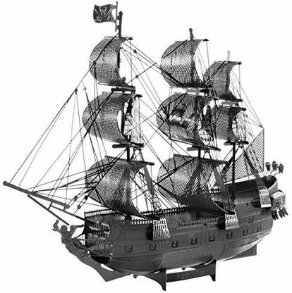 Fascinations Metal Earth ICONX Black Pearl Ship Black Version 3D Metal Model Kit