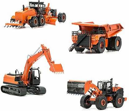 Fascinations 3D Metal Model Kits Construction Set of 4 - Excavator - Motor Grader