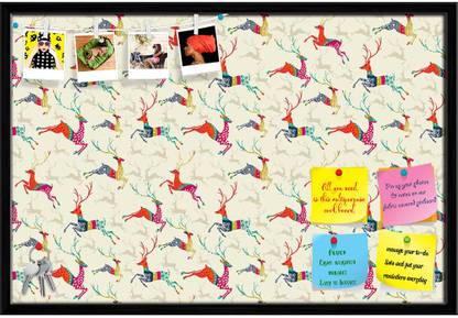 Artzfolio Christmas Reindeer Notice Pin Board Soft Board with Push Pins Cork Bulletin Board
